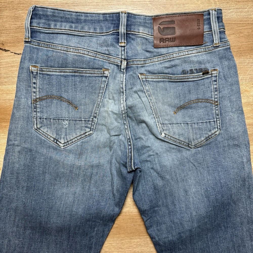G-Star RAW Jeans Men 28x34 Blue 3301 Slim Button Fly Stretch Denim Streetwear - Picture 4 of 13